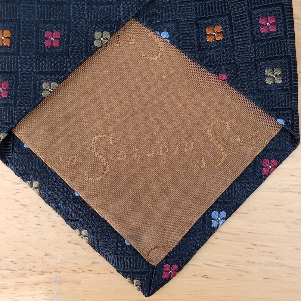 Robert Talbott Studio Black Tie With Multicolored… - image 4